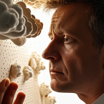 **Prompt 1: Deep Empathy for Hidden Customer Pain**
    A close-up, empathetic portrait of an innovator or consultant, looking intently as if seeing through layers, revealing abstract visual representations of a customer's unexpressed daily frustrations and emotional burdens in a subtly illuminated, complex, and almost dreamlike thought cloud. The focus is on uncovering "hidden pain" through deep understanding. The mood is insightful and compassionate, with warm, soft lighting.